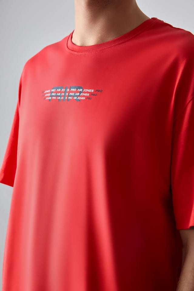 Tommy Life Tommy Life Men's Oversized Cotton Logo T-Shirt in Red - 3