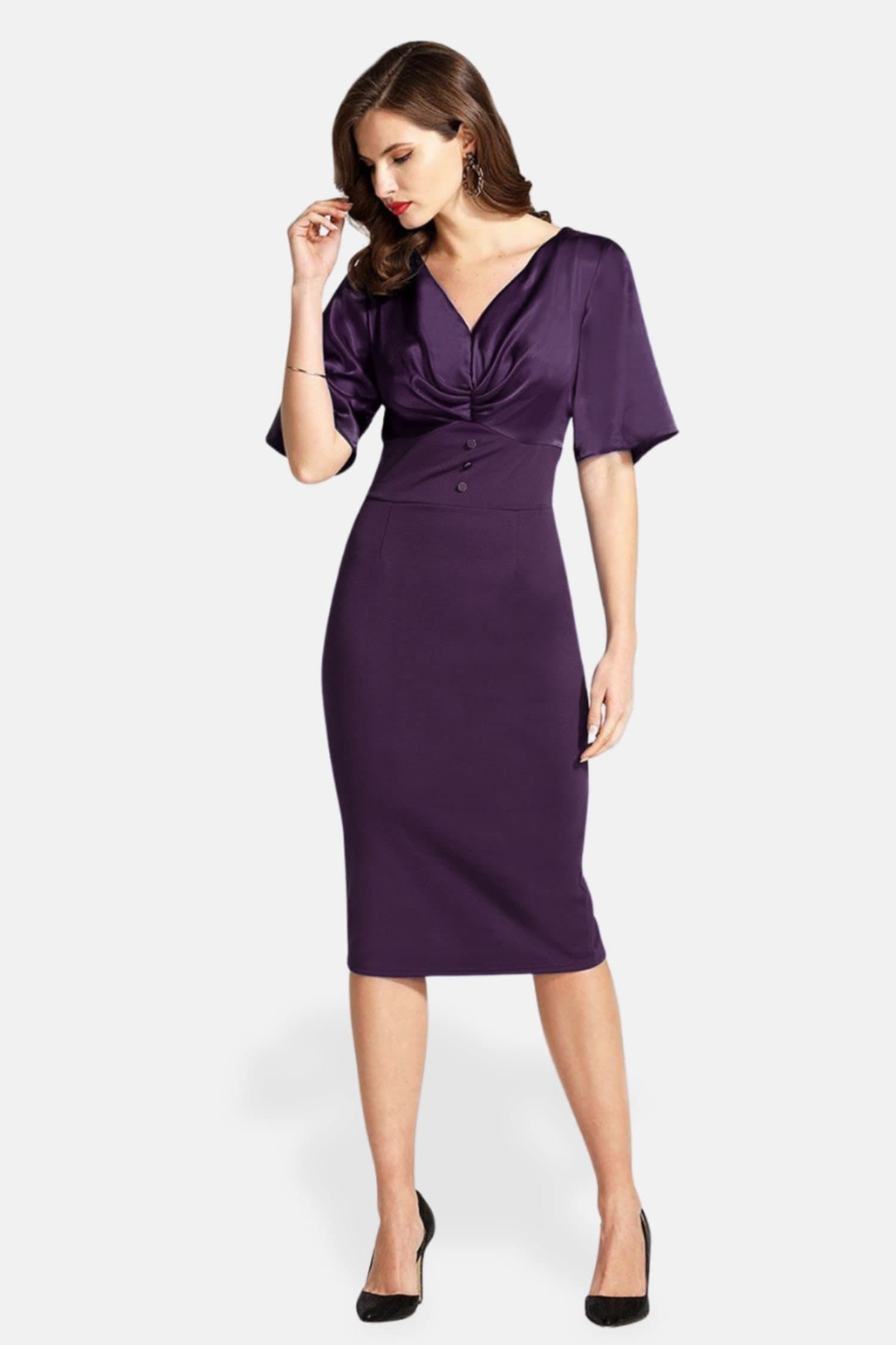 Hot Squash Hot Squash Women's Short Sleeve Cocktail Dress in Purple