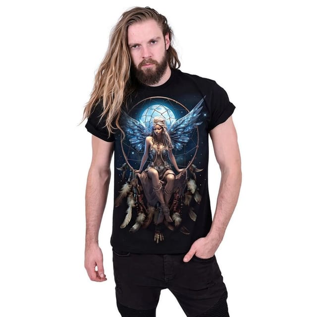 Spiral Direct Spiral Direct Men's Moon Fairy Back Print T-Shirt in Black - 3