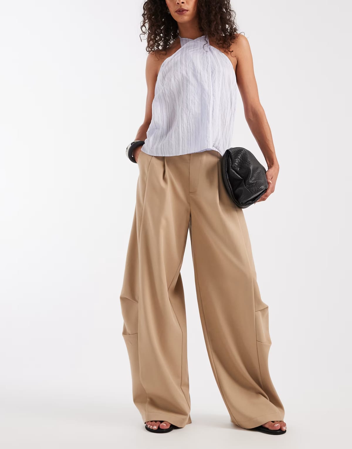 ASOS ASOS DESIGN Tailored utility barrel trouser in stone - 1