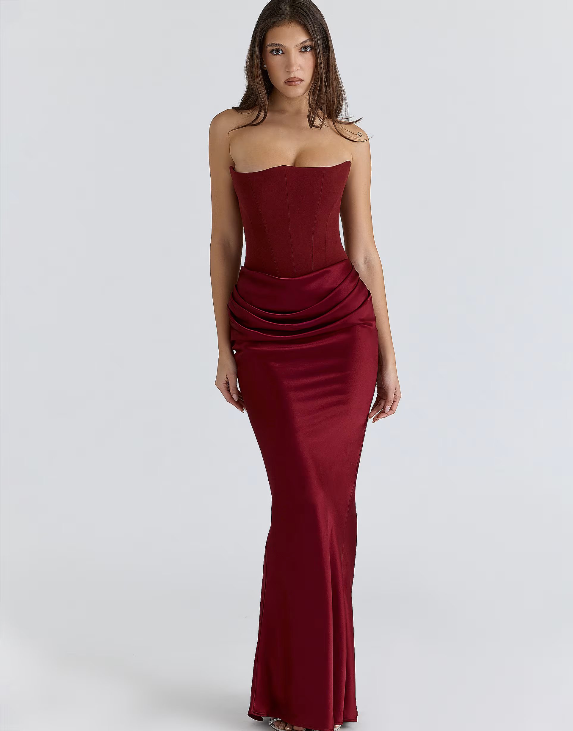 ASOS House of CB Persephone wine strapless corset maxi dress in wine - 1