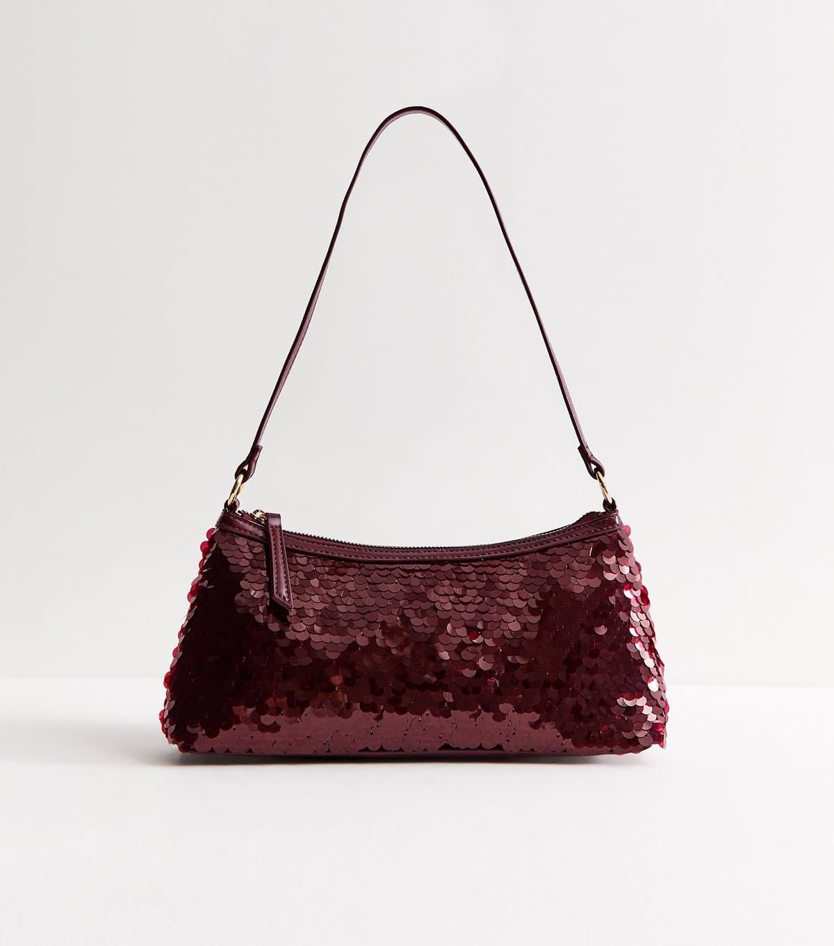 New Look New Look Dark Burgundy Sequin Embellished Shoulder Bag