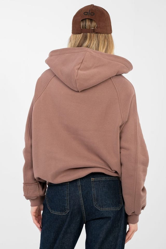 Love Lace Love Lace Women's Casual Zip Hoodie Sweatshirt with Embroidery in Brown - 3