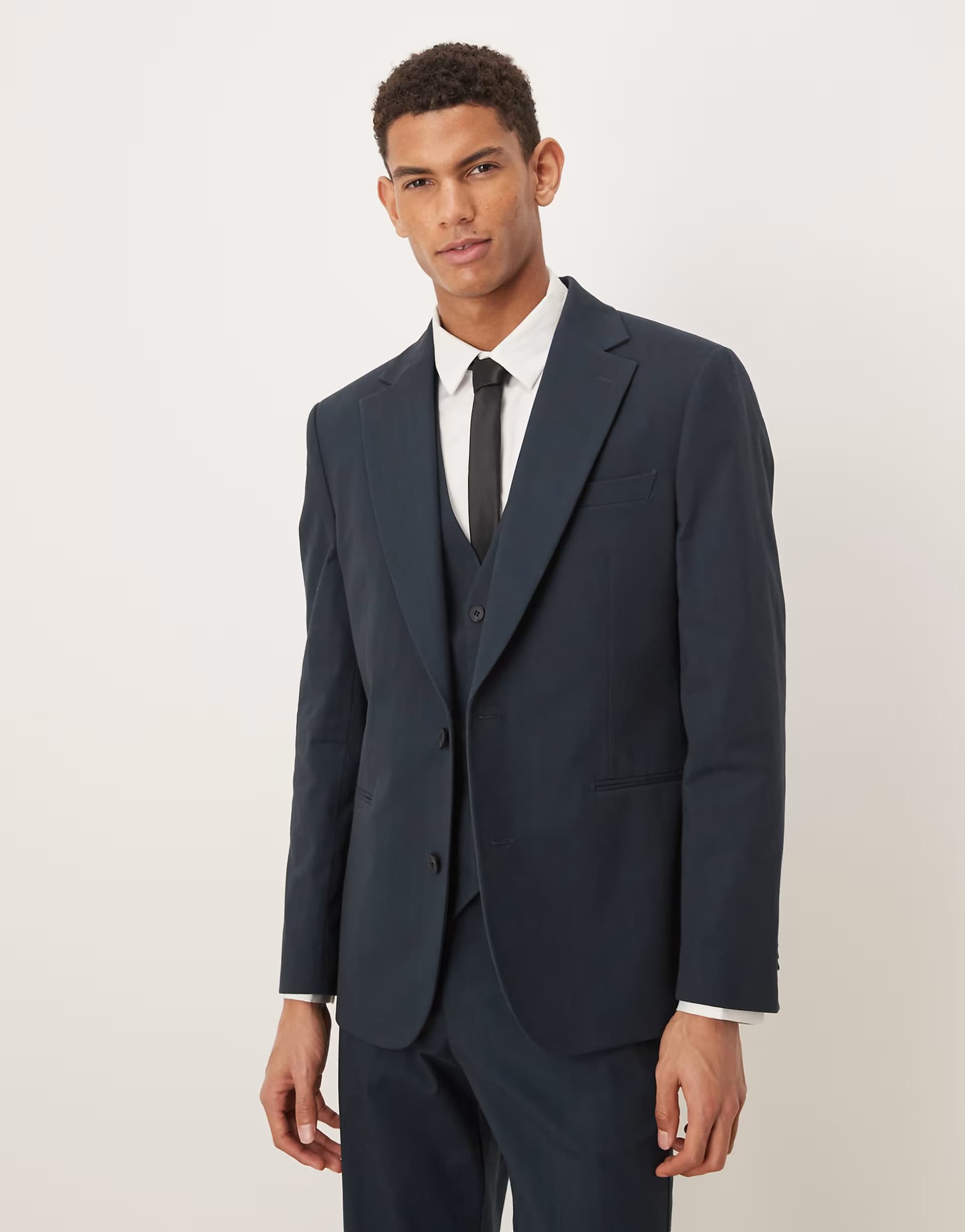 ASOS ASOS DESIGN slim suit jacket in navy herringbone