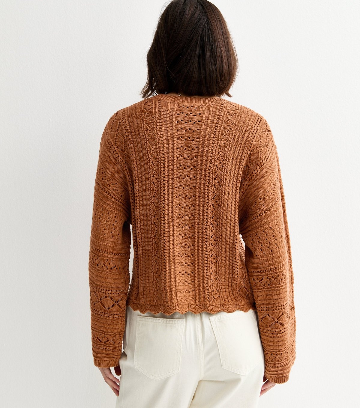 New Look Women's Tan Cotton Rich Stitch Knit Batwing Sleeve Jumper New Look - 4