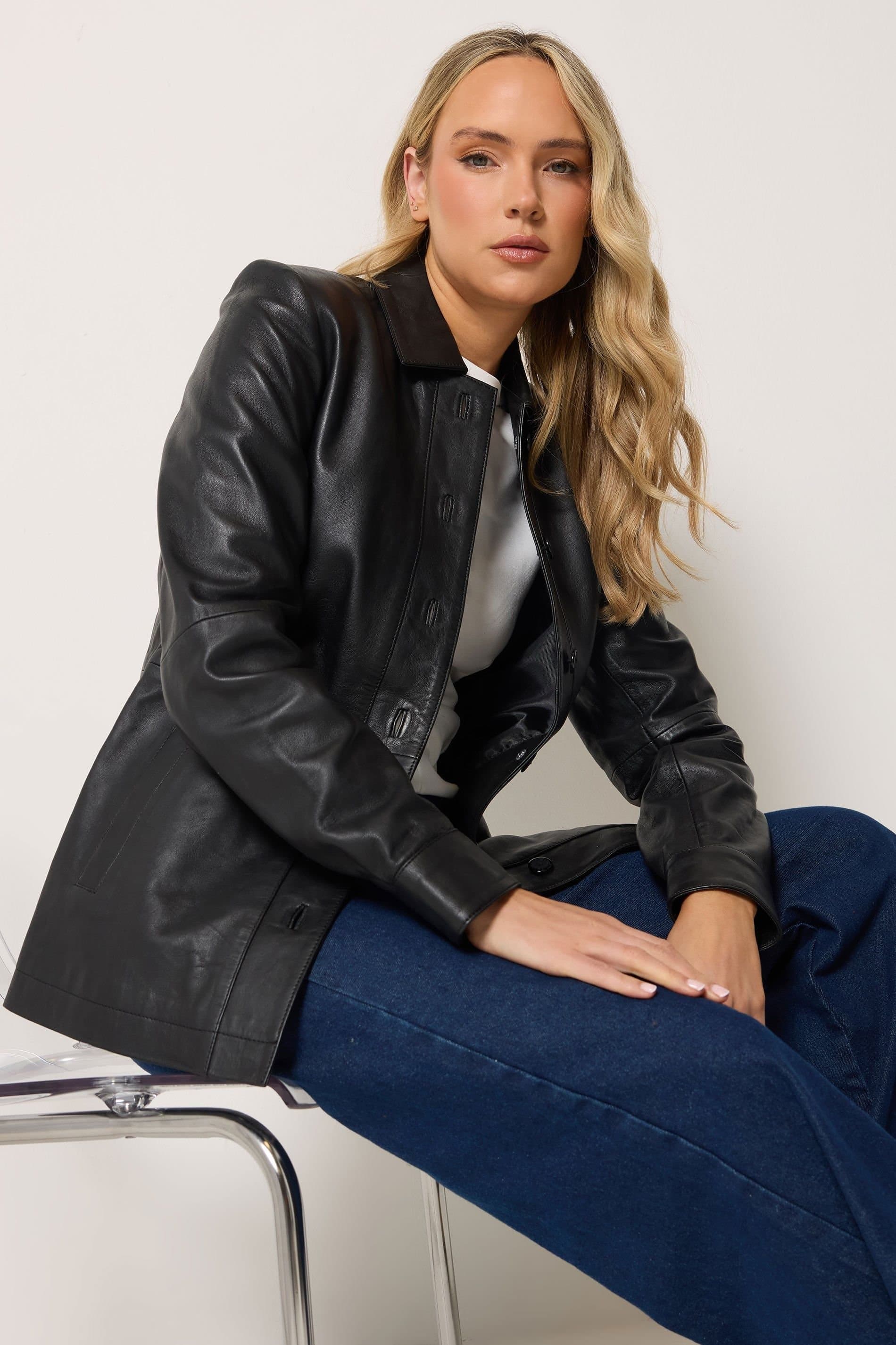 Long Tall Sally Long Tall Sally Women's Tall Premium Leather Jacket in Black