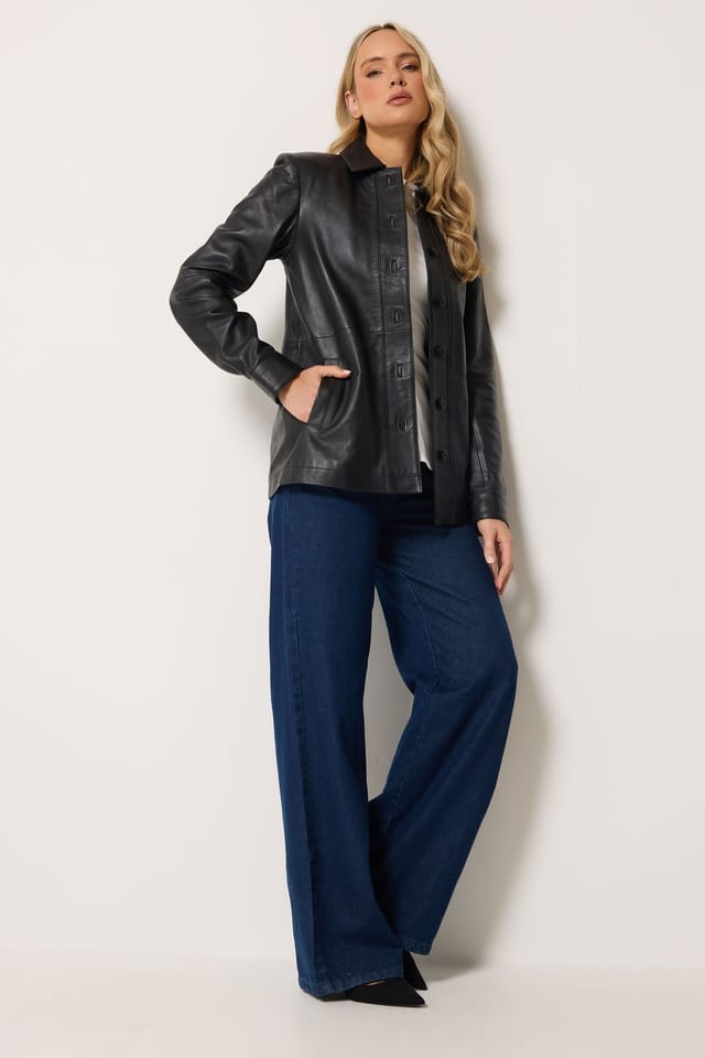 Long Tall Sally Long Tall Sally Women's Tall Premium Leather Jacket in Black - 3