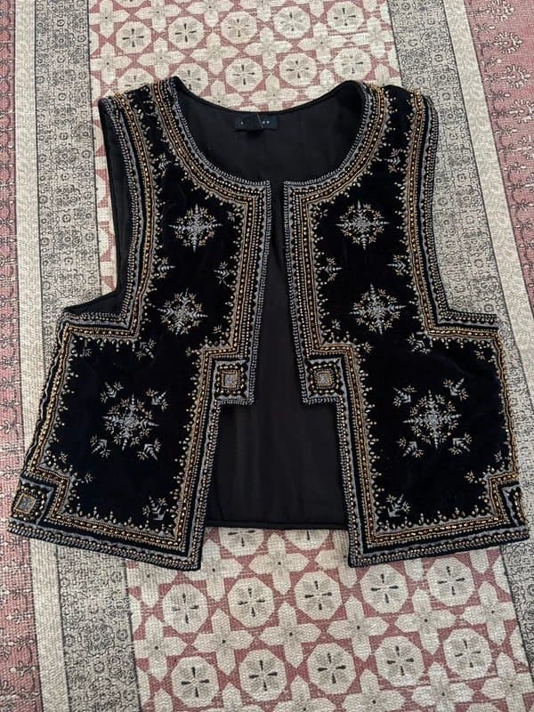 Topshop Vintage style old Topshop embellished velvet waistcoat