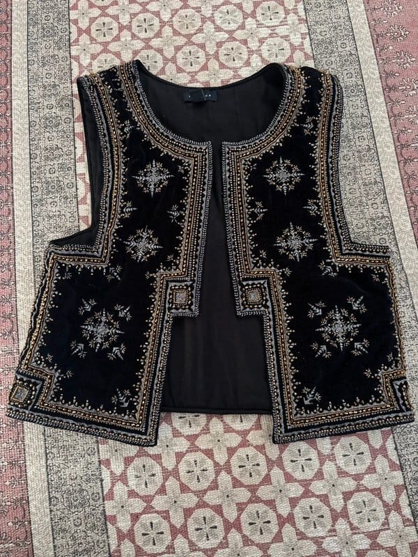 Topshop Vintage style old Topshop embellished velvet waistcoat - 1