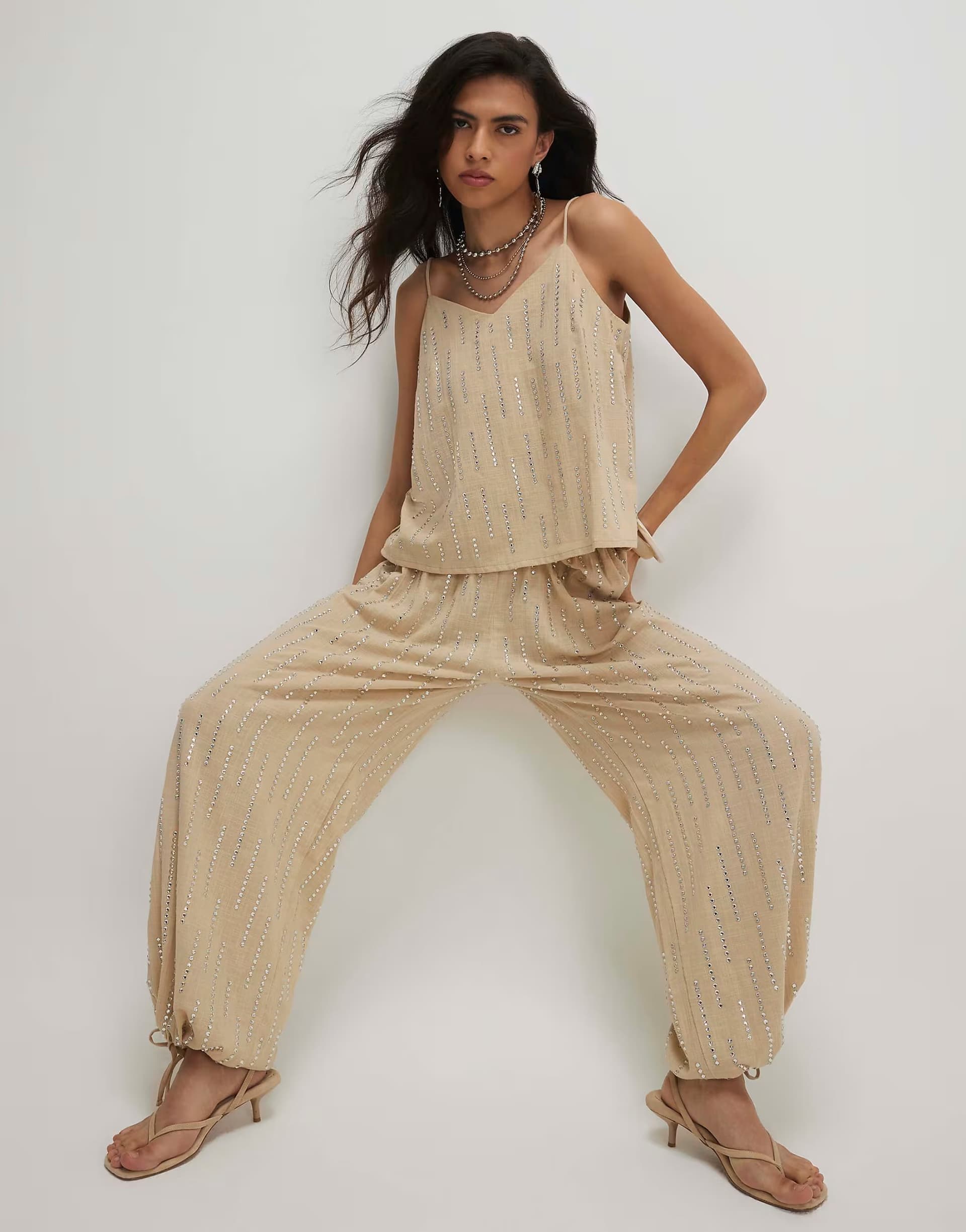 ASOS River Island Cotton embellished co-ord in cream