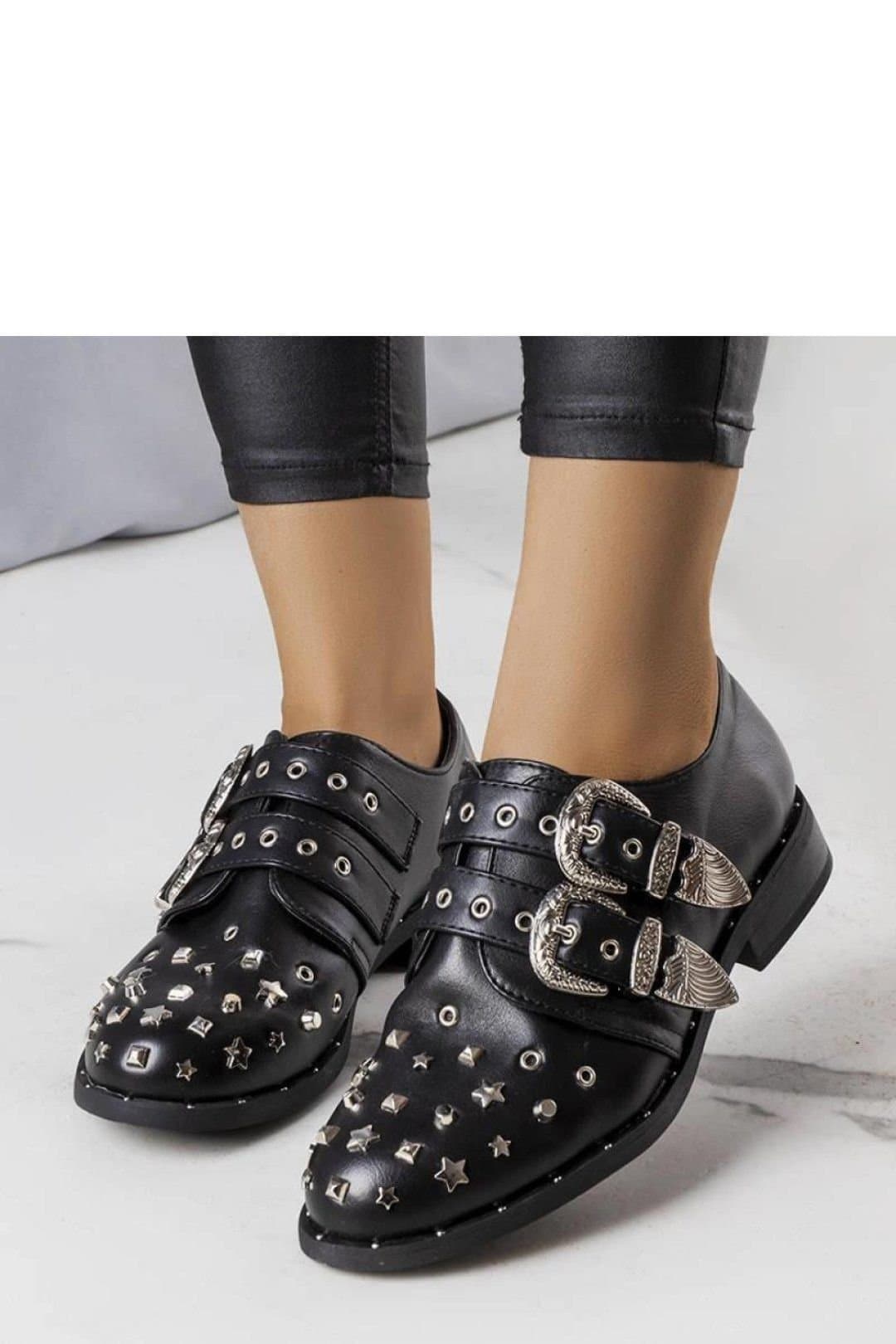 Love Lace Love Lace Women's Half Shoes with Adjustable Buckle Elastic Straps Rubber Sole in Black