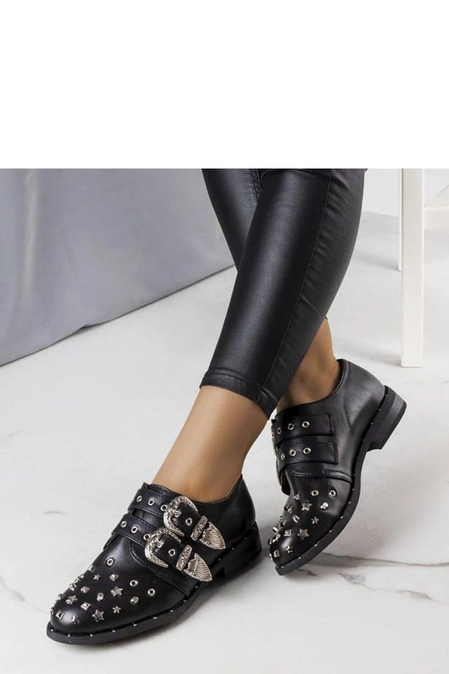 Love Lace Love Lace Women's Half Shoes with Adjustable Buckle Elastic Straps Rubber Sole in Black - 2