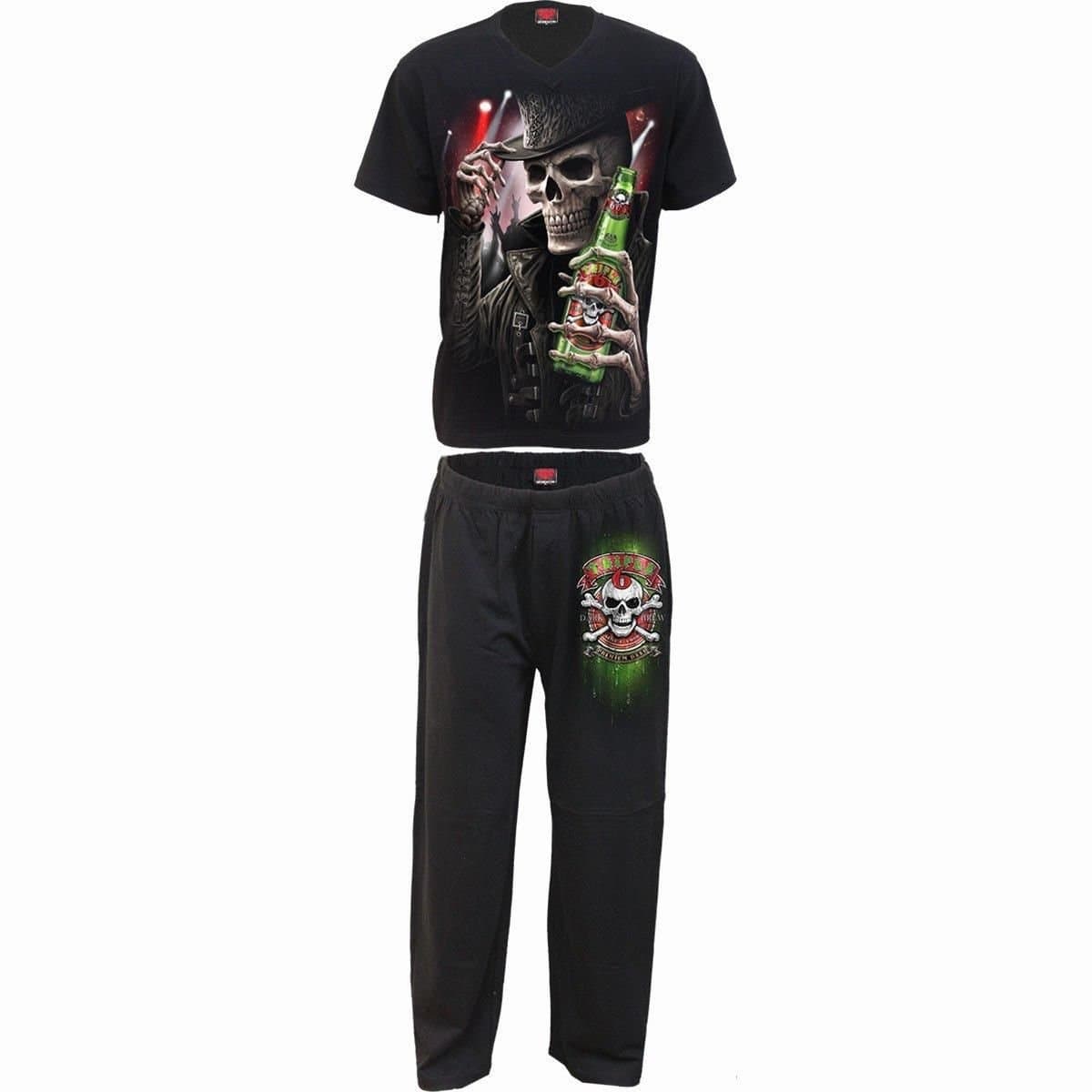 Spiral Spiral Men's TRIPLE 6 - 4pc Gothic Pyjama Set in Black