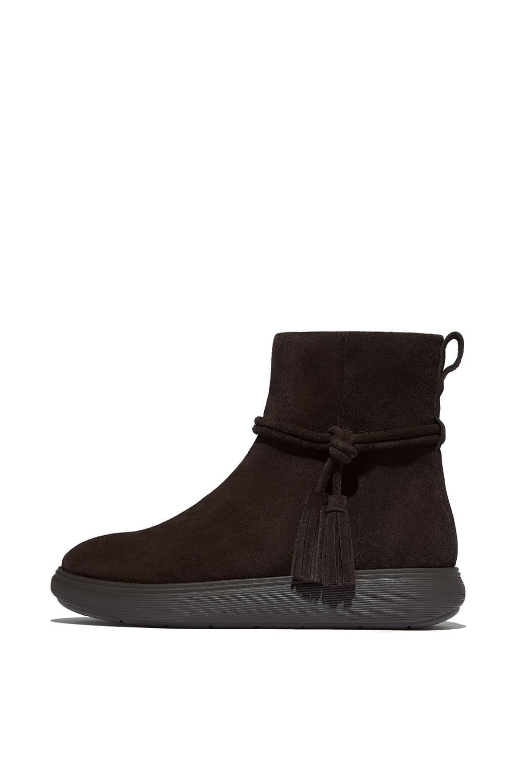 FitFlop FitFlop Women's Iq-Comff Tassel Suede Short Boots Choclate Brown