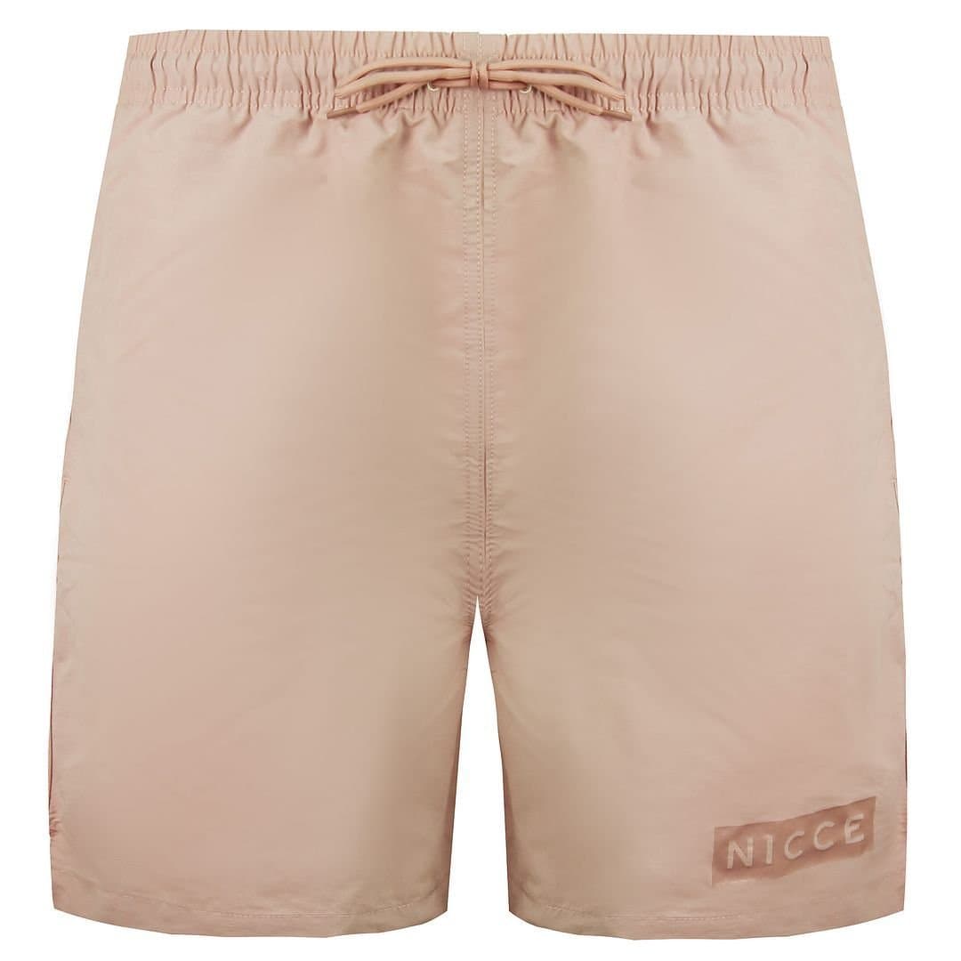 Nicce Nicce Men's Light Pink Stretch Waist Graphic Logo Swim Shorts