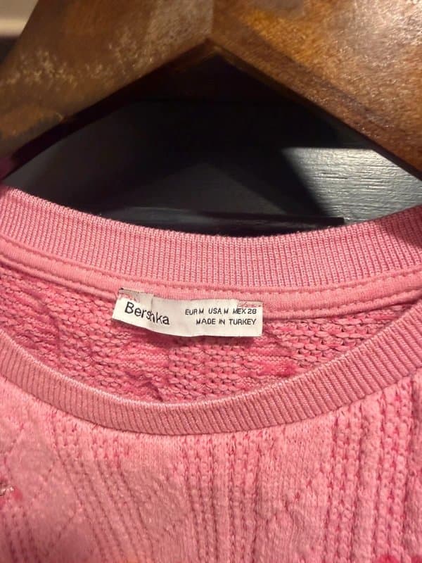 Bershka Bershka Pink Cable Knit Short Sleeve Embellished Cardigan/Top M 10