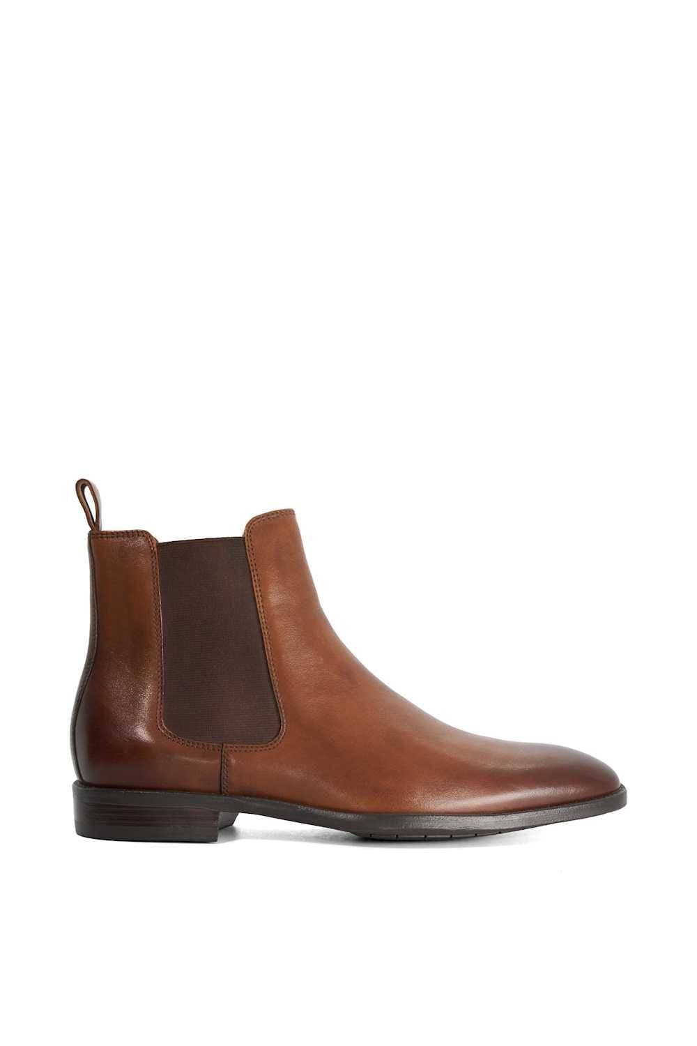 Dune London Dune London Men's Wide Fit 'Matchin' Leather Chelsea Boots in Brown