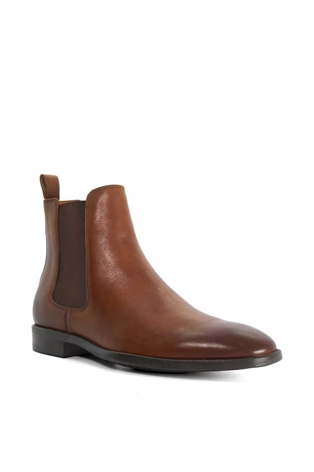 Dune London Dune London Men's Wide Fit 'Matchin' Leather Chelsea Boots in Brown - 2