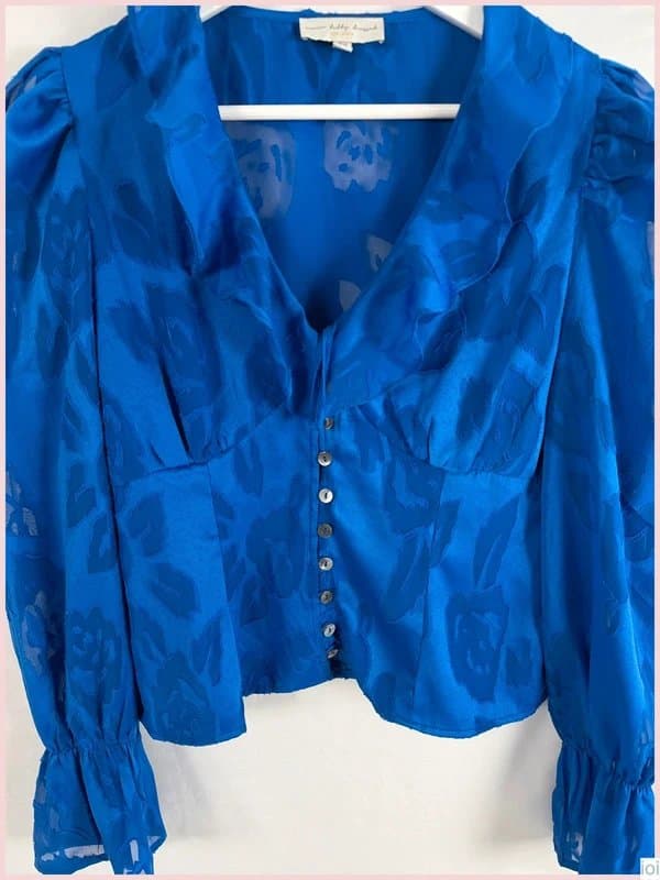 Never Fully Dressed Never Fully Dressed cobalt blue jacquard blouse size 12