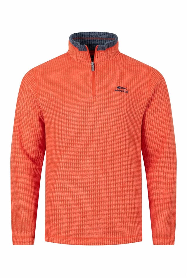 Weird Fish Weird Fish Men's Newark 1/4 Zip Grid Fleece in Orange - 2