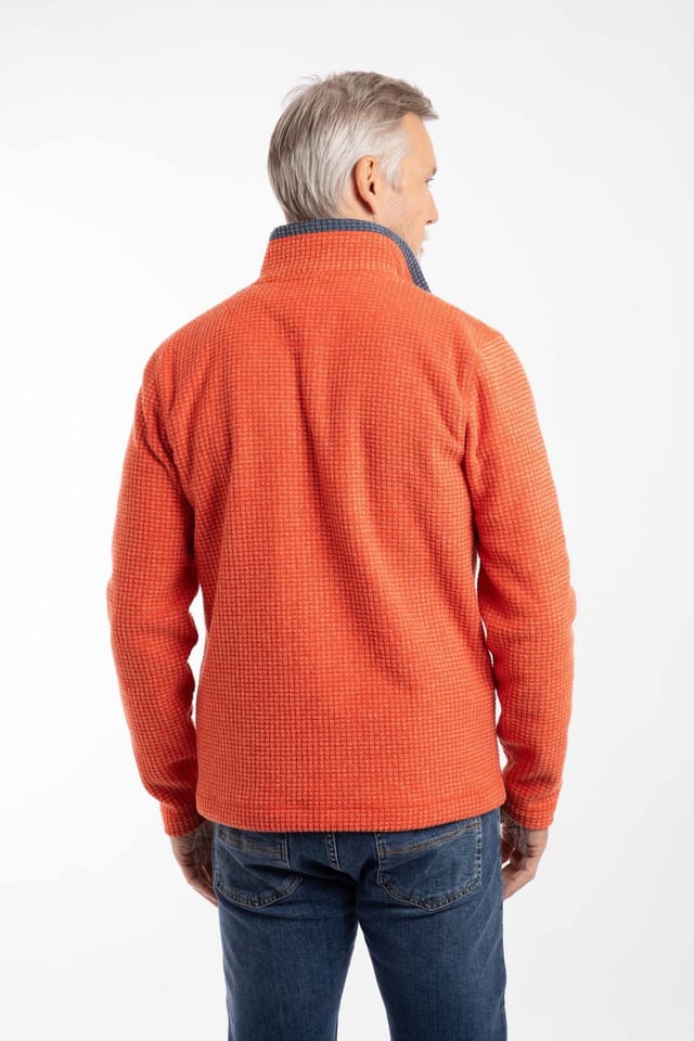 Weird Fish Weird Fish Men's Newark 1/4 Zip Grid Fleece in Orange - 3