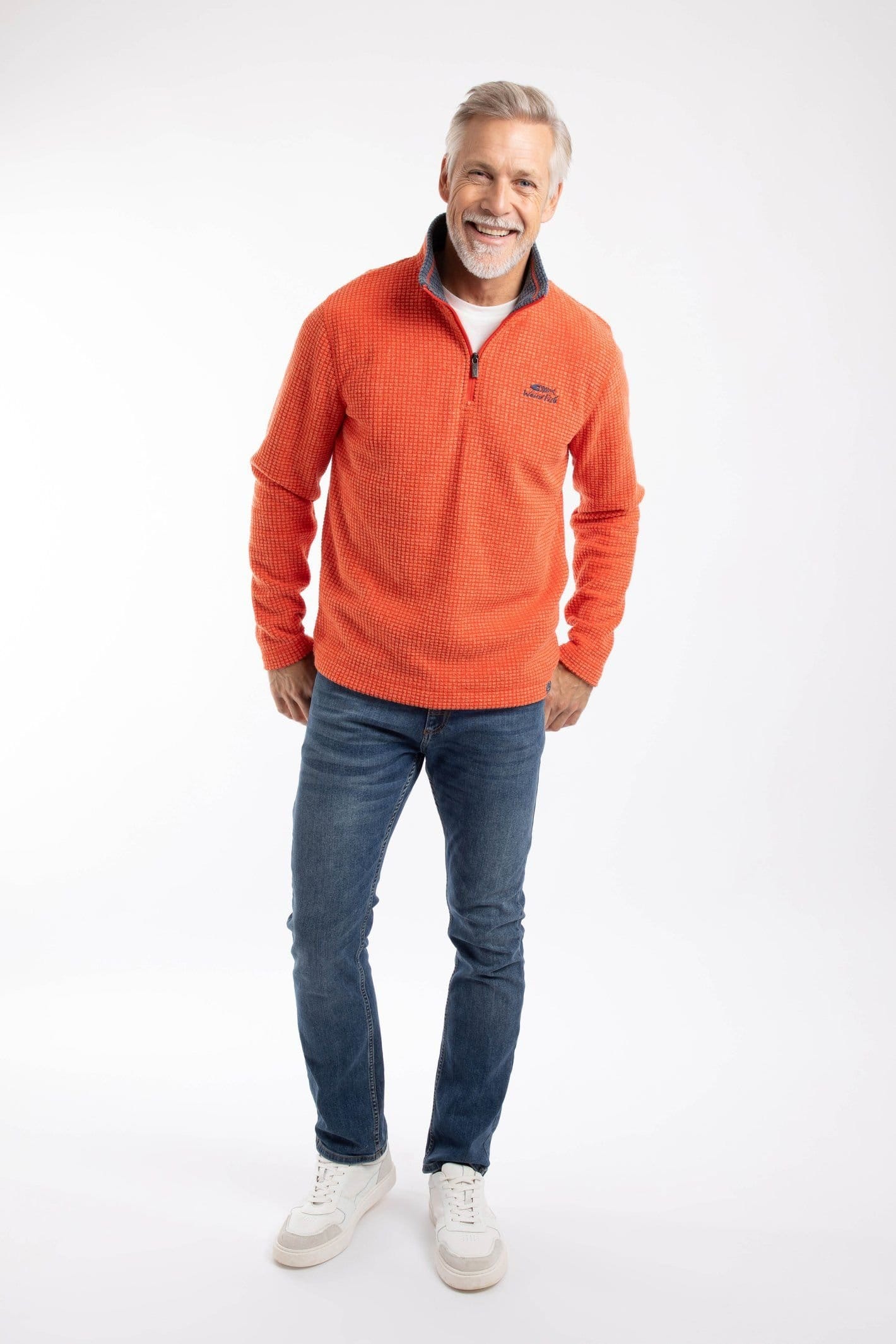 Weird Fish Weird Fish Men's Newark 1/4 Zip Grid Fleece in Orange - 4