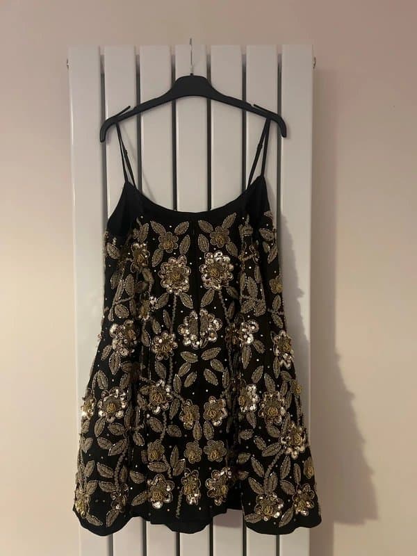 ASOS ASOS Luxe Gold & Black Embellished Dress Size 16