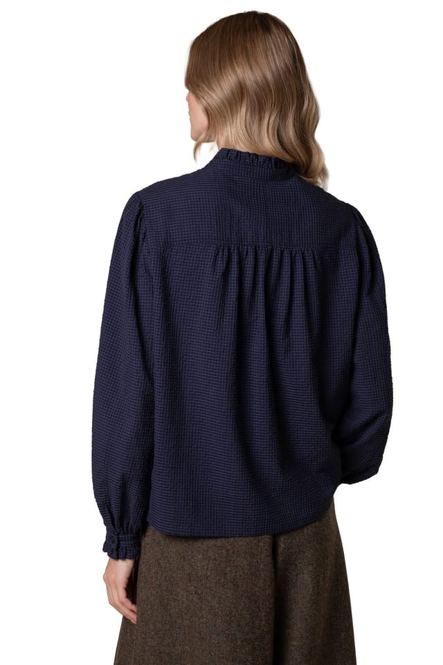 Celtic & Co Celtic & Co Women's Textured Frill Collar Blouse in Mid Navy - 3