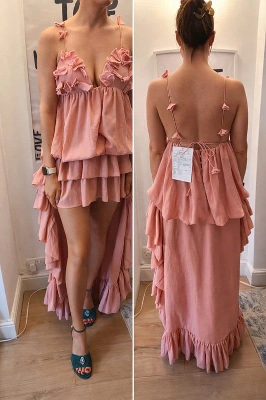 Magnolia Pink Occasion Dress with 3D Flowers, Size 8/10