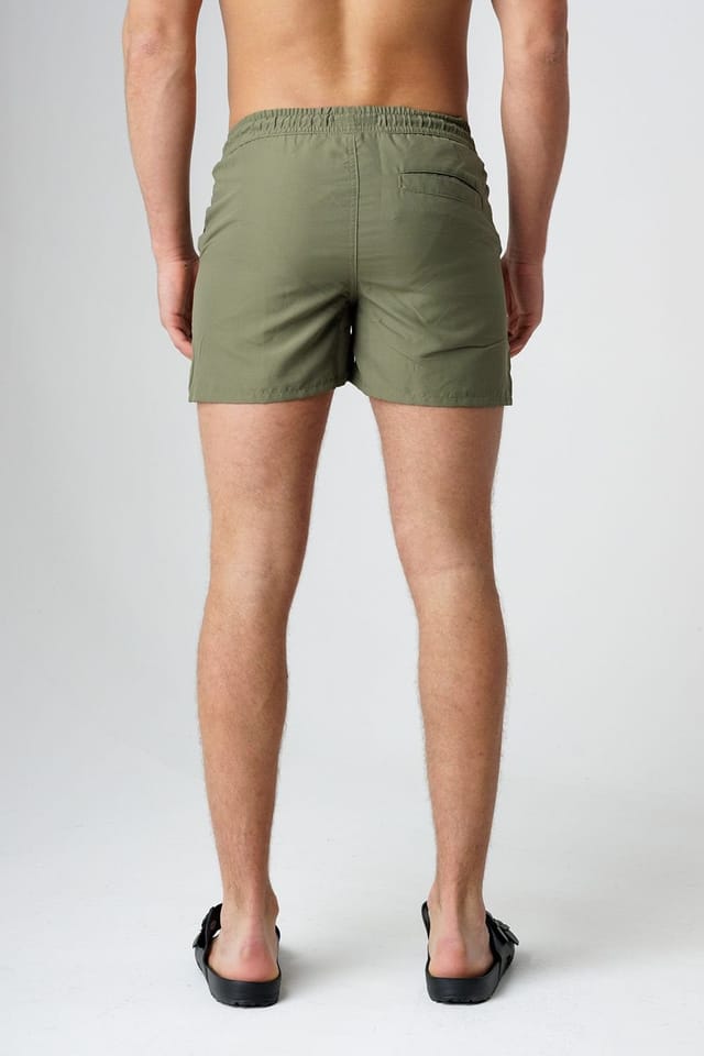 Influence Influence Men's Elasticated Cargo-Style Swim Shorts in Khaki - 2