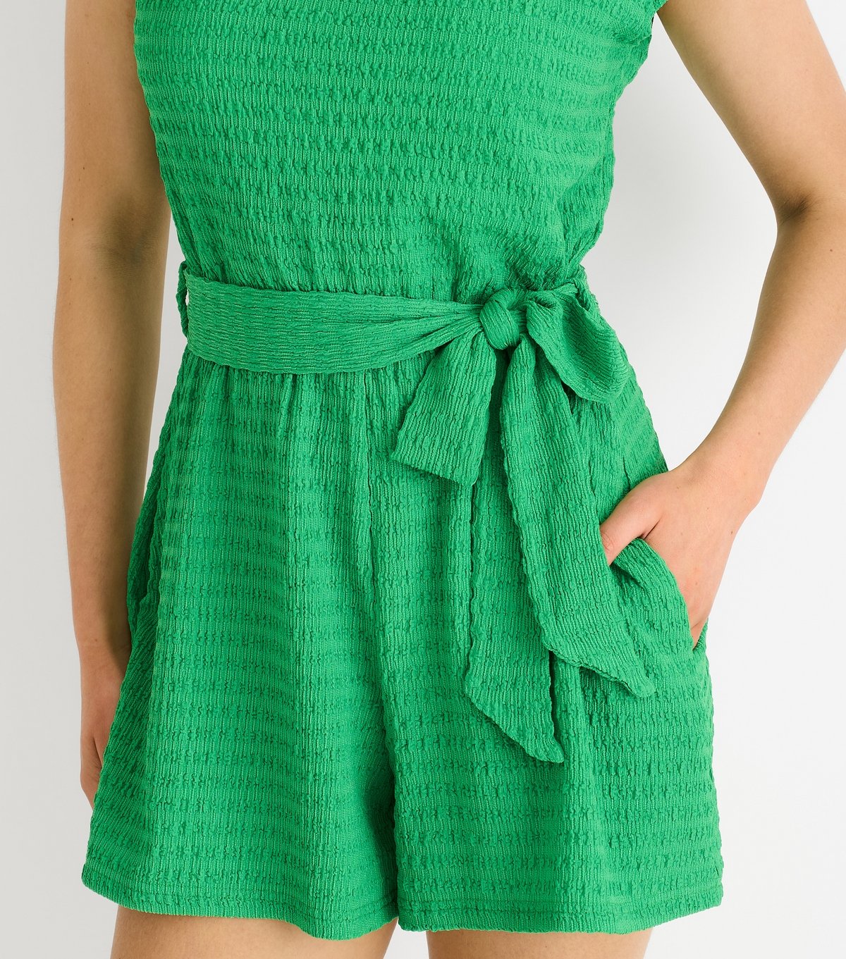 Gini London Women's Green Frilly Trim Textured Playsuit Gini London New Look - 2