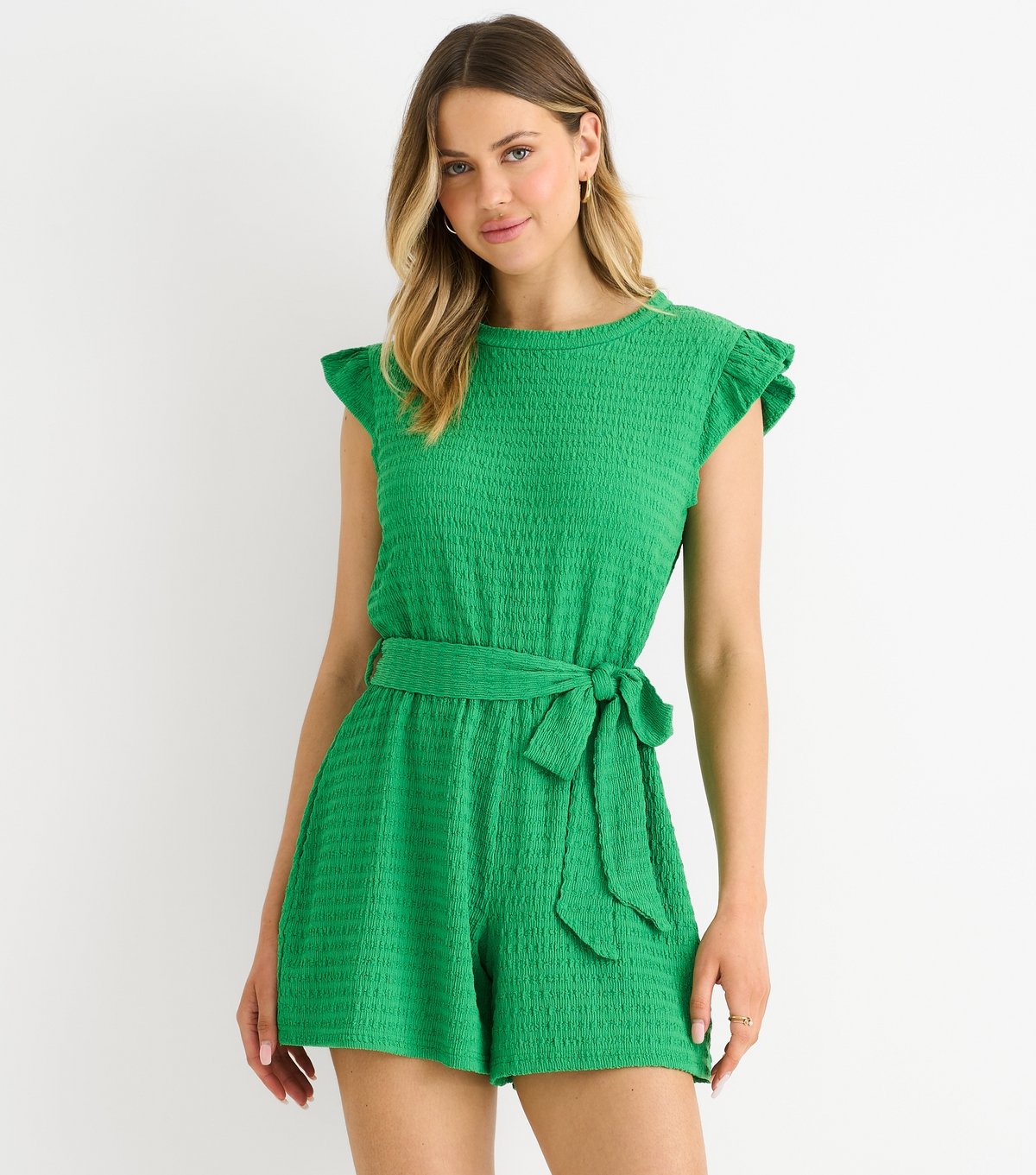 Gini London Women's Green Frilly Trim Textured Playsuit Gini London New Look - 3
