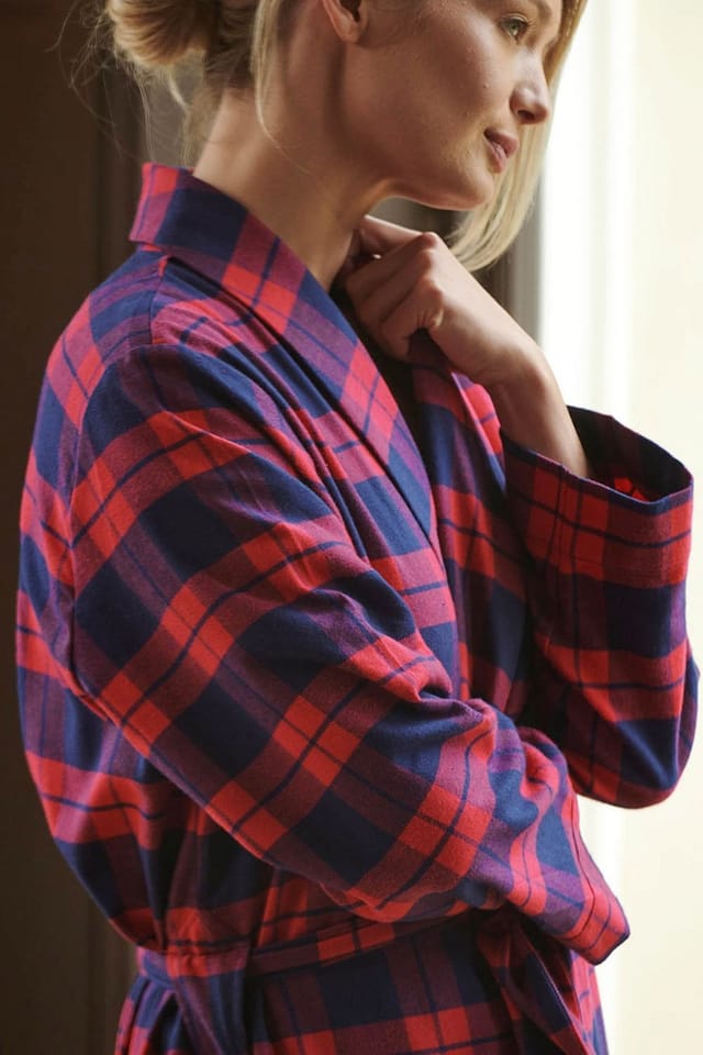 British Boxers British Boxers Women's 'Dumbarton' Tartan Brushed Cotton Dressing Gown - 3