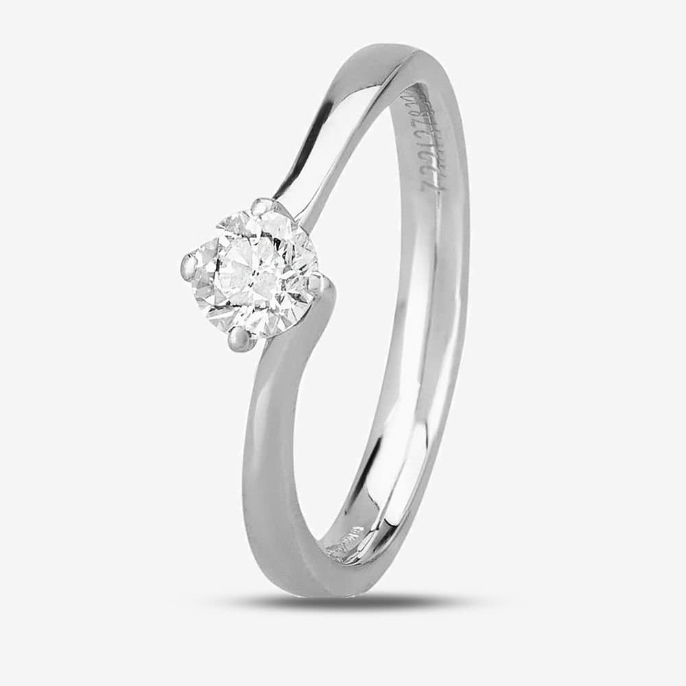 1888 collection 1888 collection Women's Platinum 0.33ct Diamond Twisted Solitaire Ring in Silver