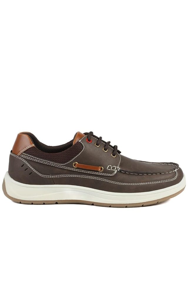 Pavers Pavers Men's Wide Fit Lightweight Lace Up Shoes in Brown - 2