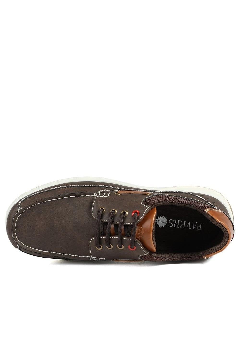 Pavers Pavers Men's Wide Fit Lightweight Lace Up Shoes in Brown - 4