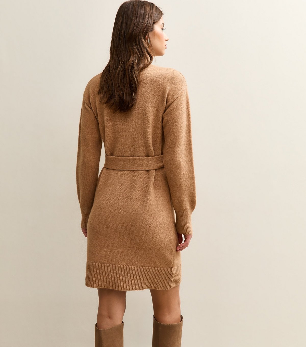 New Look Women's Camel High Neck Belted Mini Dress New Look - 4