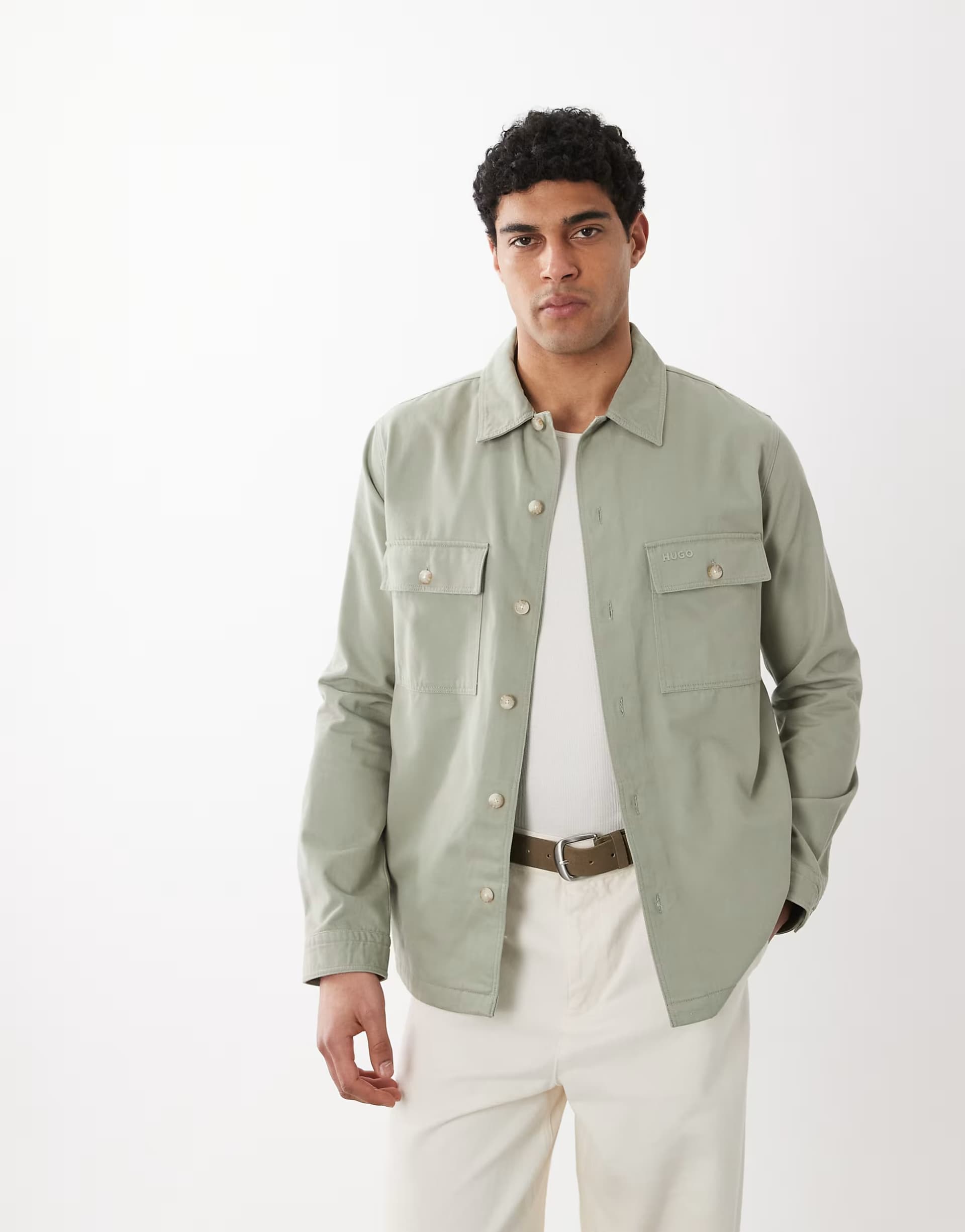 ASOS HUGO Red oversized shirt in light green