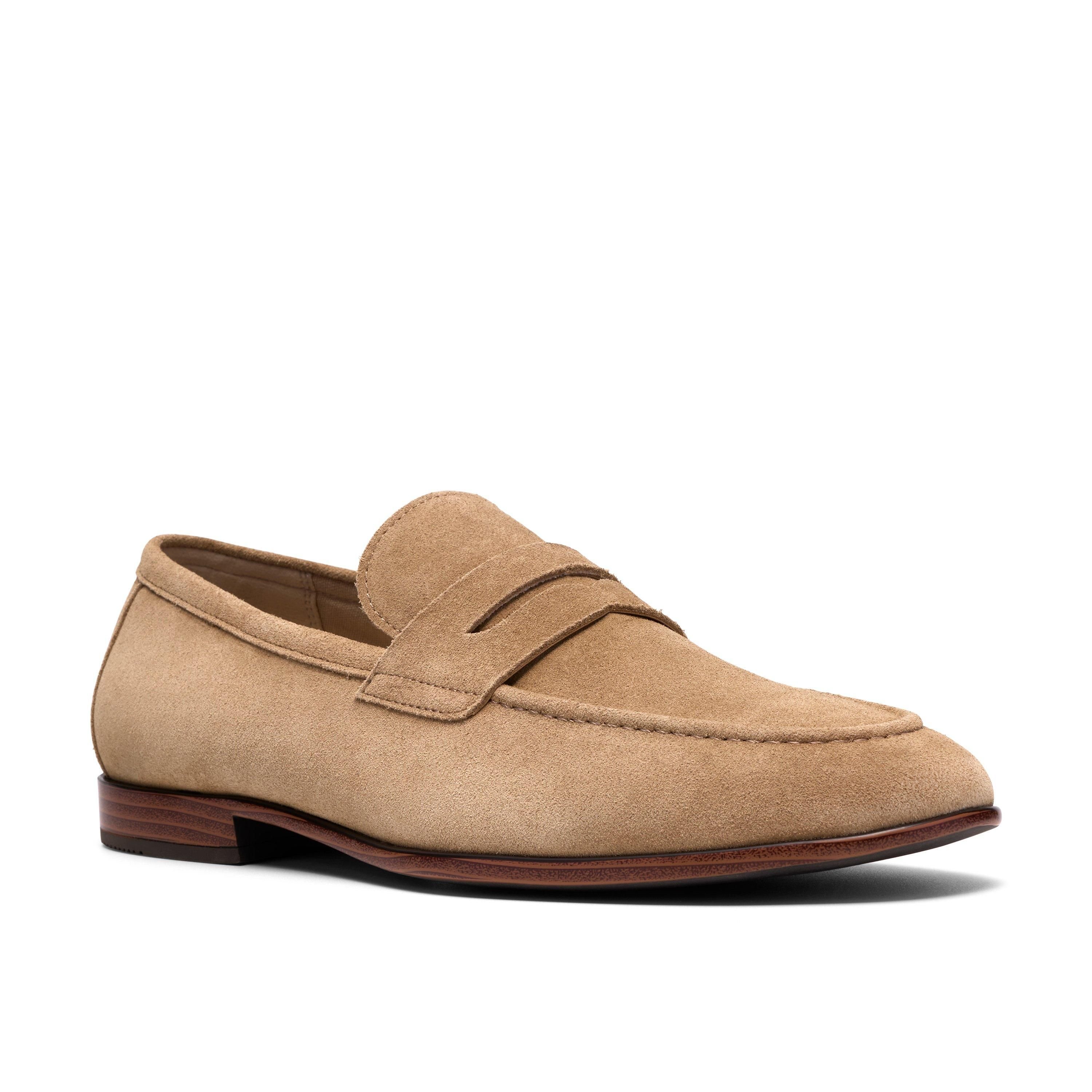 Clarks Clarks Men's Winsford Easy Sand Suede Loafers, Slip Ons in Beige - 4