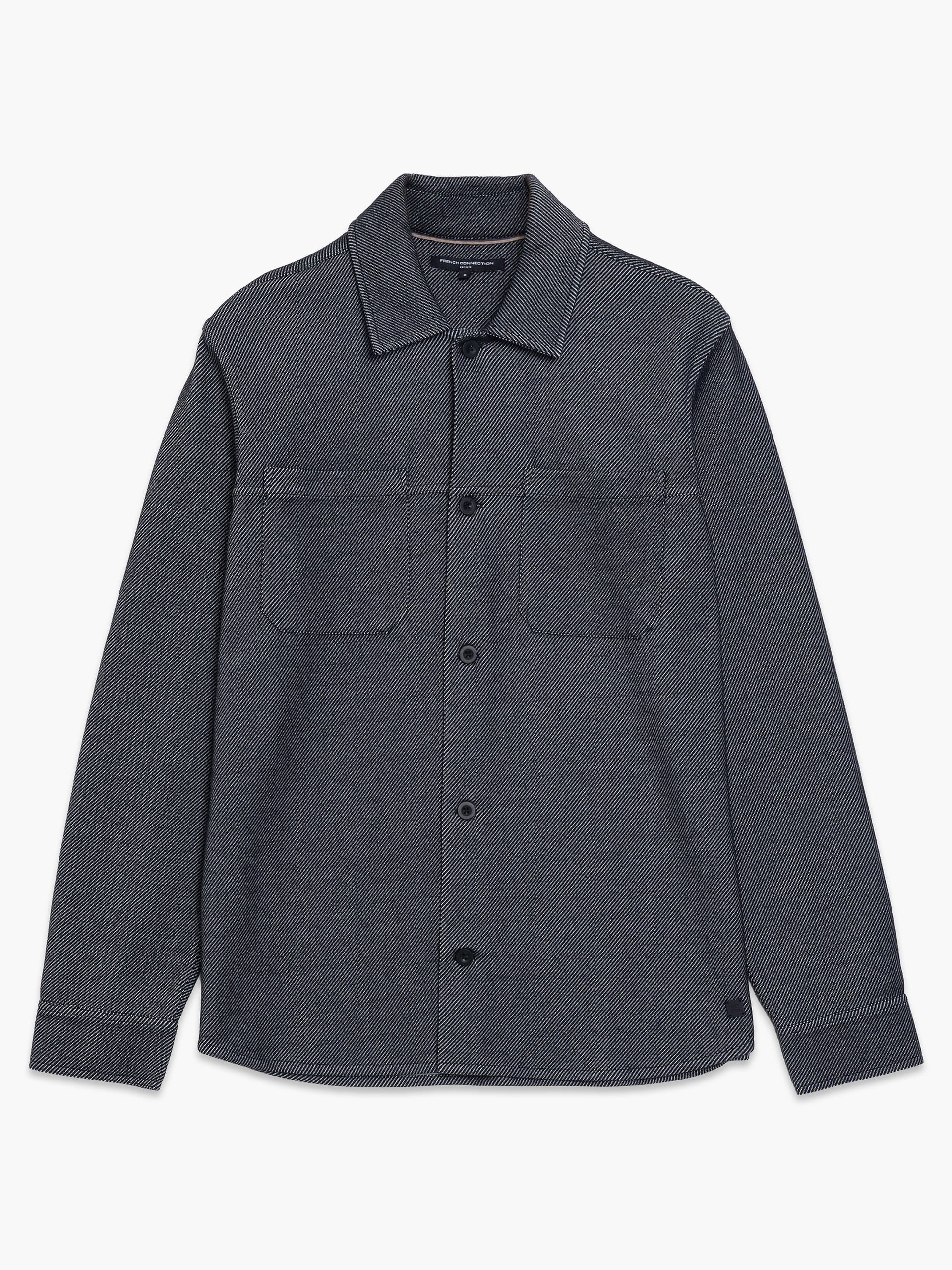 French Connection Grey/Black Diagonal Stripe Jersey Overshirt