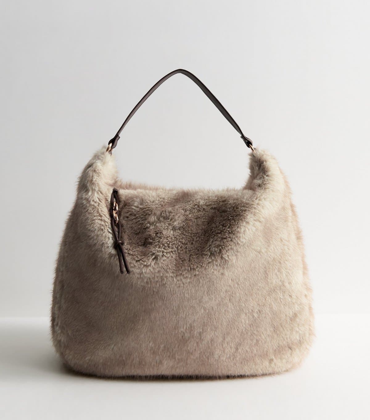 New Look Cream Faux Fur Hobo Shoulder Bag New Look