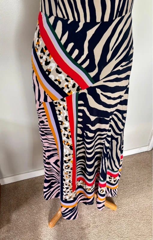 Karen Millen Karen Millen zebra scarf print halter neck dress - size 12 fits a 10