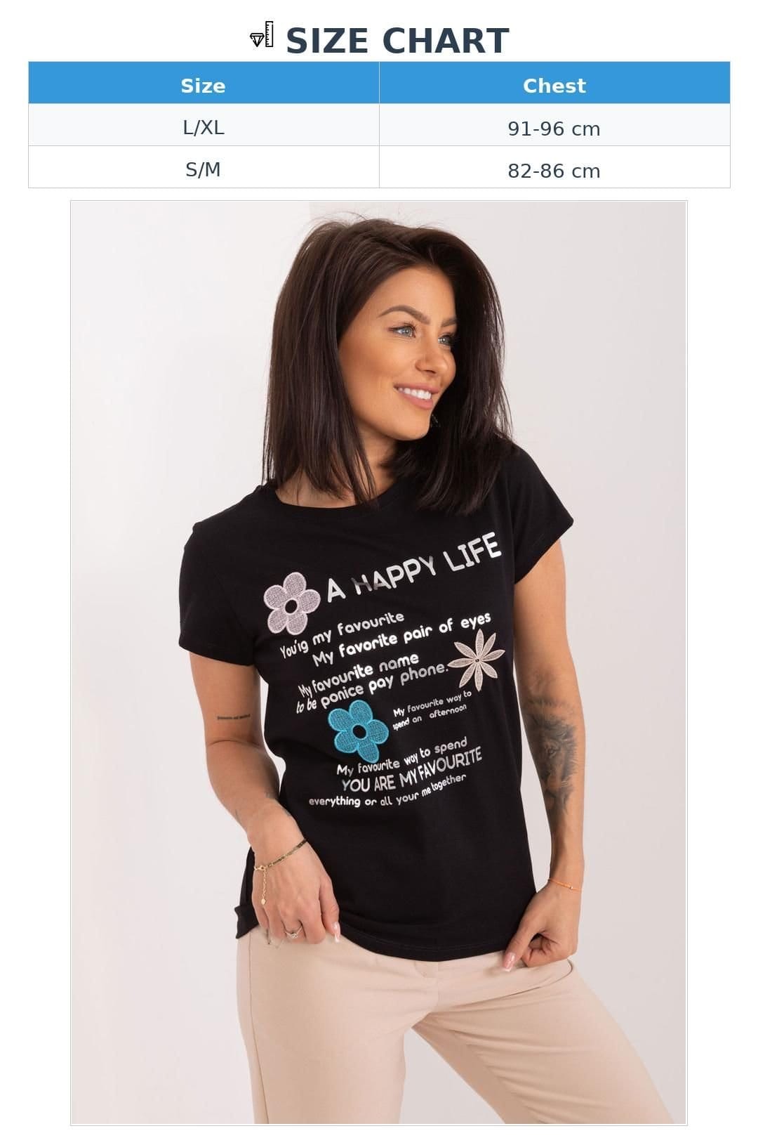 Love Lace Love Lace Women's Cotton Summer Casual Blouse with Embroidery Style 194831 in Black - 4