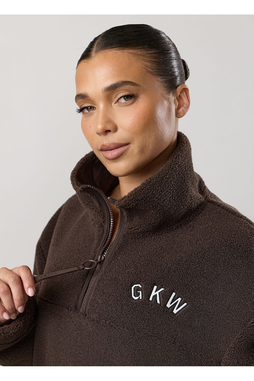 Gym King GYM KING Women's Borg 1/4 Zip Chocolate - 4