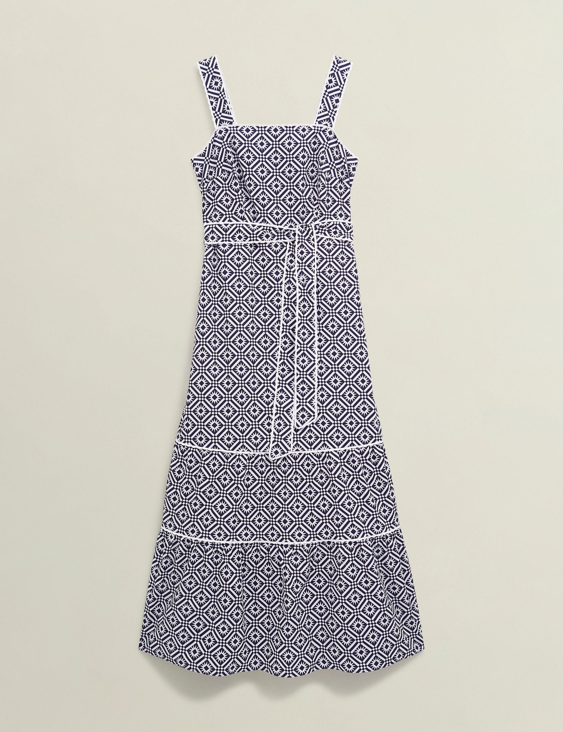 Hobbs London Hobbs London Women's Kara Tie Waist Printed Midi Dress in Navy - 2