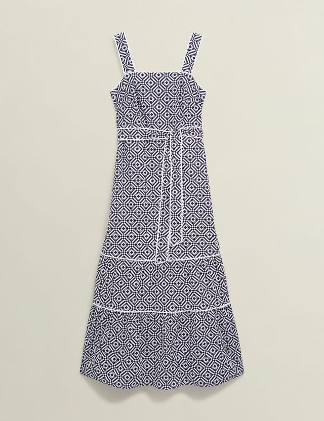 Hobbs London Hobbs London Women's Kara Tie Waist Printed Midi Dress in Navy - 2