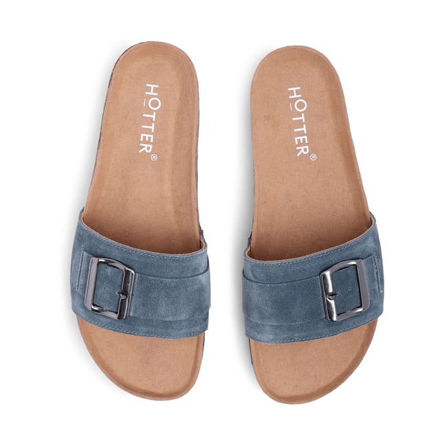 Hotter Hotter Women's 'Sora' Slip-On Mules in Mid Blue - 3