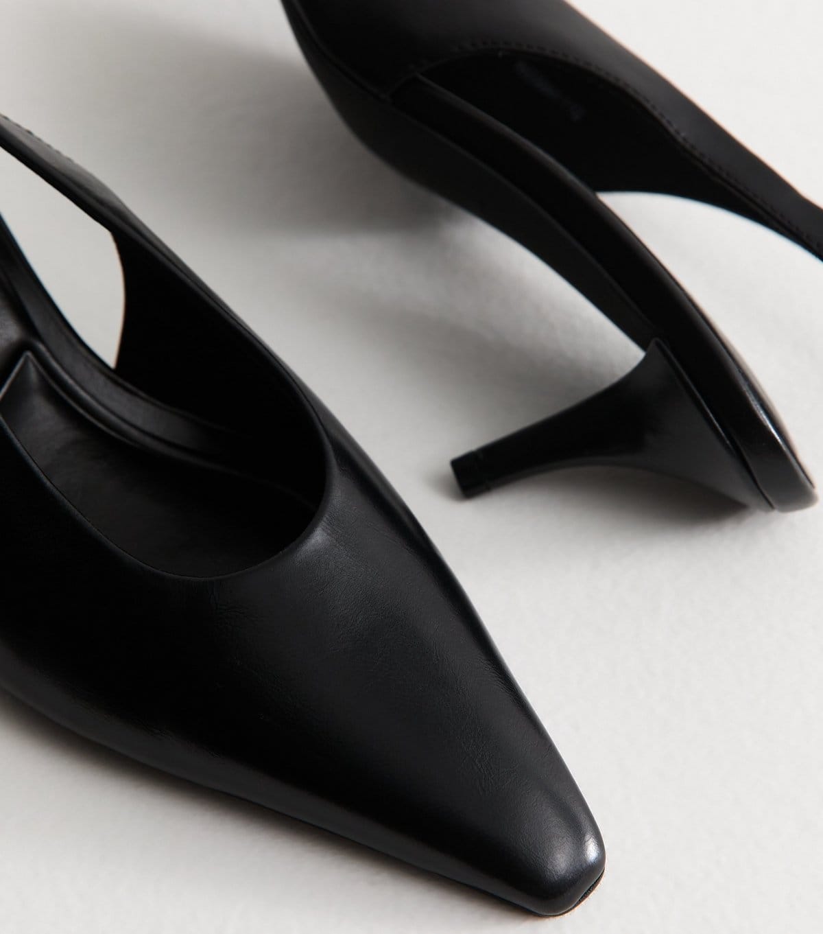 New Look Women's Black Faux Leather Pointed Toe Slingback Pumps Vegan New Look - 4