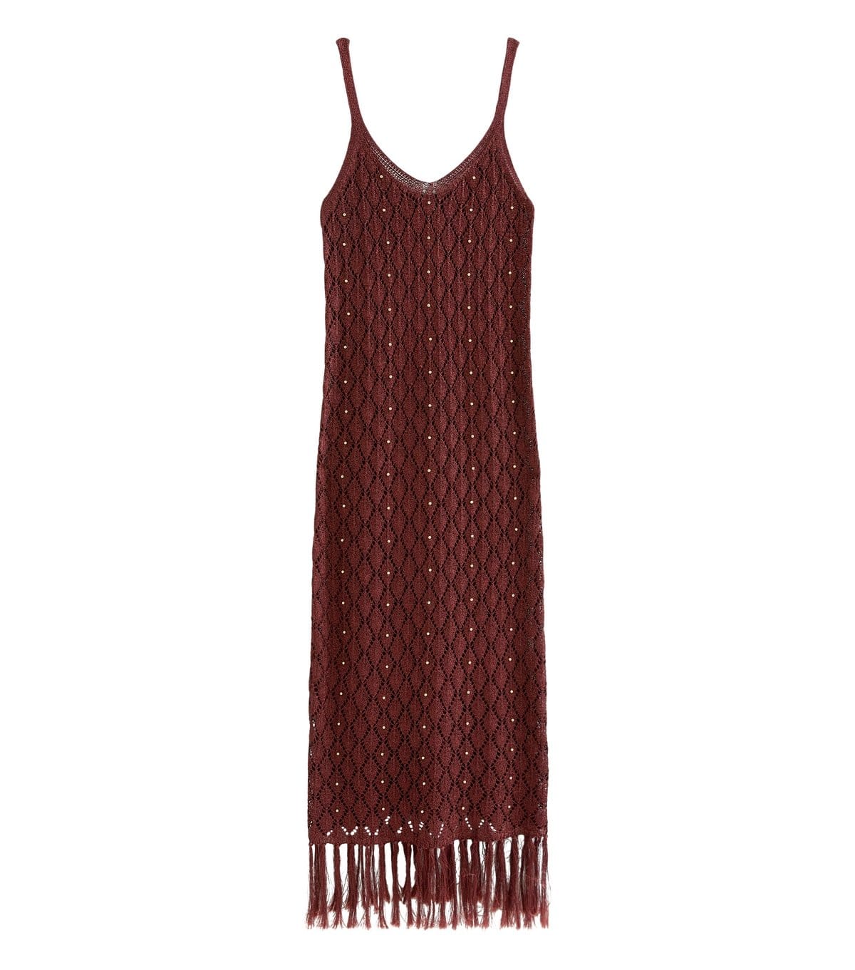 New Look Rust Bead Crochet Tassle Maxi Beach Dress