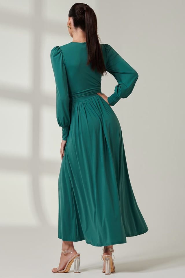 Jolie Moi Jolie Moi Women's Long Sleeve Super Soft Jersey Maxi Dress in Light Green - 2
